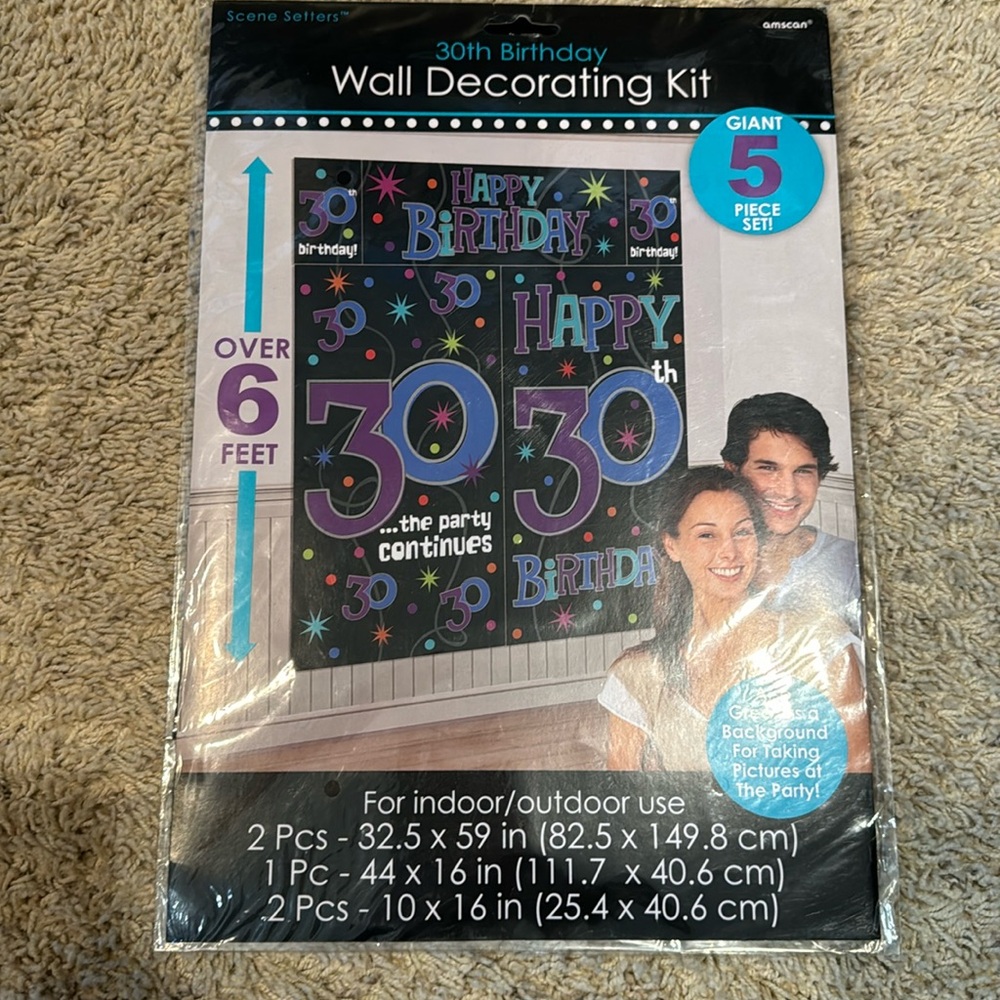 30 years old happy birthday wall decorating kit